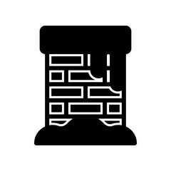 Stylized Brick Chimney With Smoke Over Snowy Ground. Icon for Fireplace or Home Decor