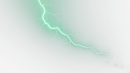 Emrald green lightining bolt, Lightning, electric lightning bolt strike, lightning bolt strike isolated on white background