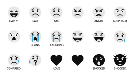 Collection of various emoticon faces.