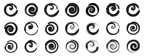 Expressive ink swirl circles created with brush strokes. Organic textures add artistic motion and contrast