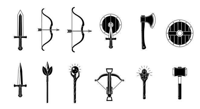 Medieval fantasy weapons and tools.