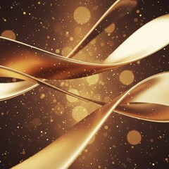 Luxurious abstract golden waves gracefully dancing amidst a sparkling bokeh background