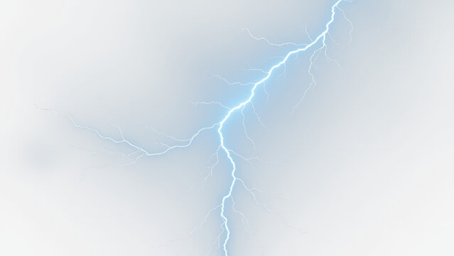 Light blue lightining bolt, Lightning, electric lightning bolt strike, lightning bolt strike isolated on white background