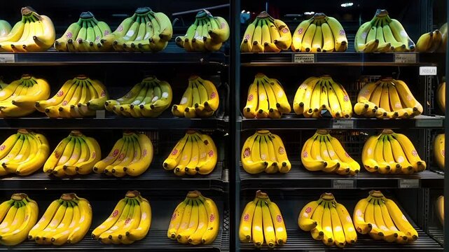 aldis banana section video stock lifestyle.