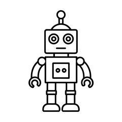 vector clip art toy robot on white background for web and graphic design
