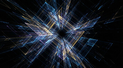 Abstract Technology Visualization with Blue and Yellow Light Effects