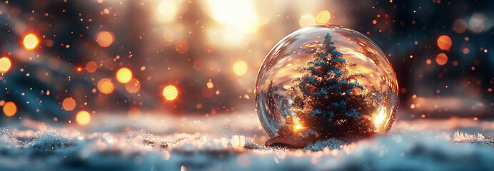 Snow globe featuring a miniature Christmas tree surrounded by sparkling winter ambiance
