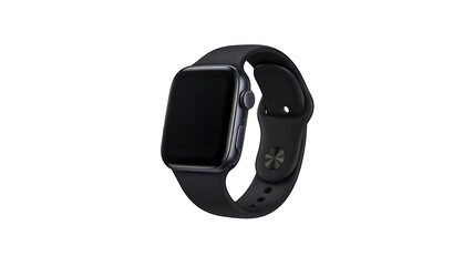 Fototapeta premium Modern Smartwatch with Black Strap Isolated on White Background 