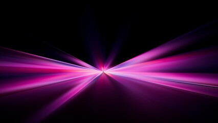 Abstract neon background of bright beams of light. Symmetrical pink and violet lasers fusing into a mirror illusion, ideal for stage or creative visuals. 3D render illustration.