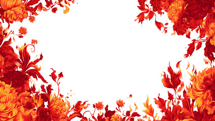 fire floral border background fire floral orange and red 