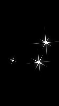 Star sparkle animation with bright light flare, twinkle shine effect, glowing lens flare element, magical glitter motion graphic on black background loop
