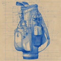 Golf Bag Blueprint Sketch