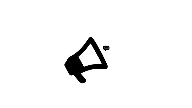 megaphone icon with sale speech bubble animation 4k motion graphic