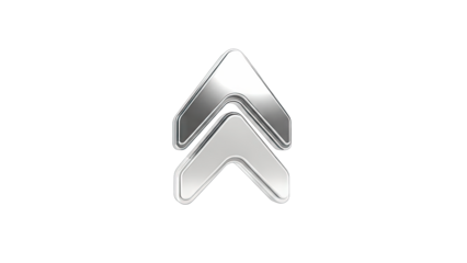 Silver Arrows Pointing Up on White Background