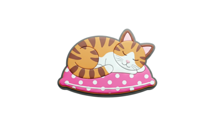 Sleeping Cat on Pillow - Cute Cartoon Illustration