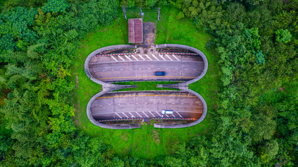 The tunnel for vehicles through the forest was built to connect the forest areas, allowing wildlife to cross back and forth.