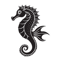 Fototapeta premium Seahorse silhouette with curled tail and detailed