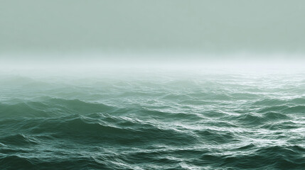 Fototapeta premium An ethereal view of the ocean, where the waves create a moody atmosphere with the overcast sky