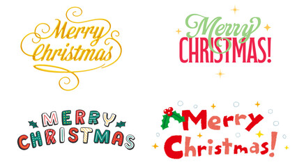 Merry Christmas Stitched Typography Text on Black Background