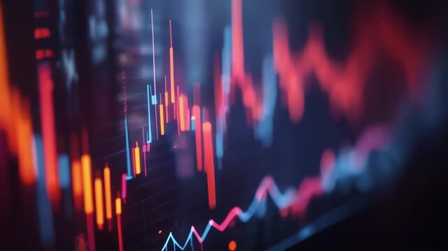 Vibrant abstract financial trading chart with colorful data visualization for market analysis