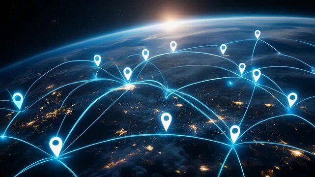 Stunning Earth View with Location Pins, Ideal for Travel and Technology Themes