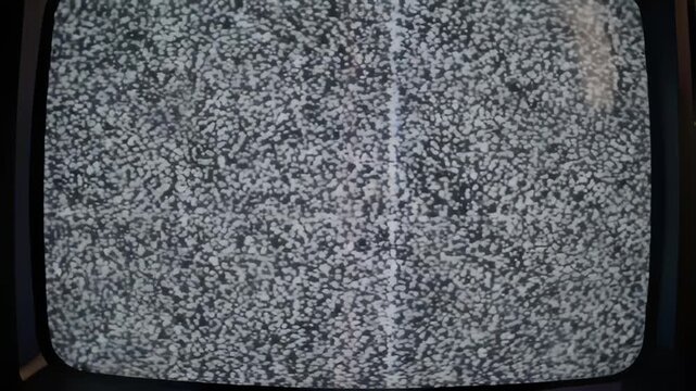 Vintage Television Displays White Static Noise on the Screen