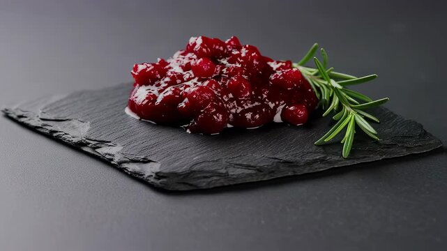 Cranberry Quenelle on Slate Board