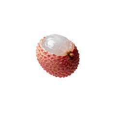 [Transparent Background PNG]Fresh and juicy lychee fruit with its outer skin and inner flesh