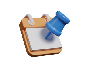 Calendar icon isolated on transparent background. Containing icon of date, schedule, month, week, appointment, notification, agenda, organization and event. Time management. Business plan. 3d render