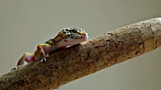 Leopard Gecko on Cork Branch