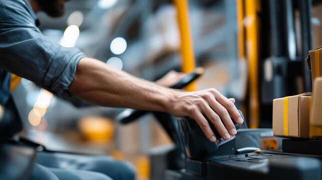 Managing 3PL operations in warehouse environment, supply chain management industrial setting closeup view, third-party logistics coordination, distribution service management, with copy space