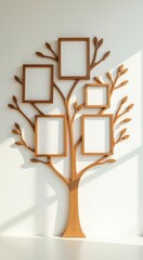 A close up of a tree with frames on it in a room genealogy tree concept