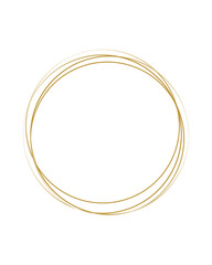 Abstract golden overlapping thin circles forming an elegant geometric outline border. Vector illustration