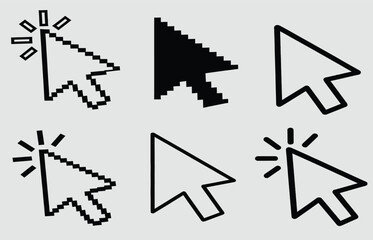 A collection of six computer mouse cursor icons