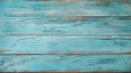 A textured wooden surface painted in vibrant turquoise, showcasing natural grains and weathered details.