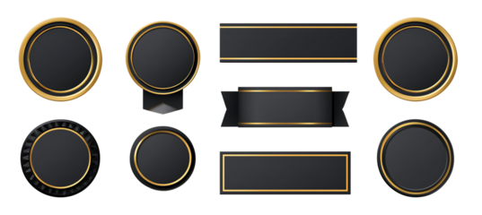 Black and Gold Decorative Shapes for Design Projects