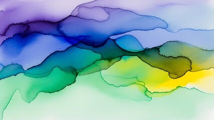 Fluid Ink Painting with Vibrant Gradient Colors for Modern Abstract Art and Design Elements