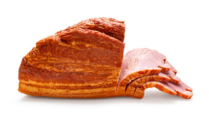 smoked pork close-up on a white isolated background