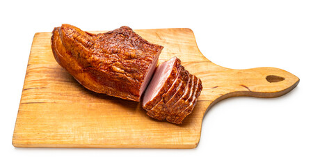 smoked pork close-up on a white isolated background