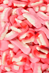Assorted gummy candies. Top view. Jelly  sweets.