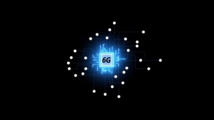 6G Wireless Network Technology Animation with Glowing Digital Circuit Connections for High Speed Communication, Future Connectivity and Enterprise Telecom Systems - Powered by Adobe