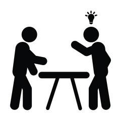 Strategy discussion icon &ndash; business planning, analysis, teamwork