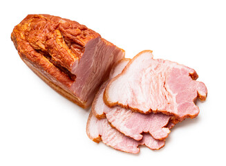 smoked pork close-up on a white isolated background