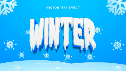 editable text effect winter 3d style vector 