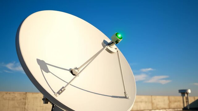 Satellite Dish Transmitting Data With Red to Green Light Change