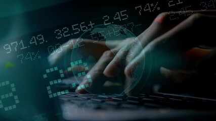 Stock market trends with a man typing. Global economy and trade illustrations. - Powered by Adobe