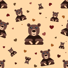 Naklejka premium Forest bear vector illustration. Cute bear seamless pattern. Wild bears texture background. 