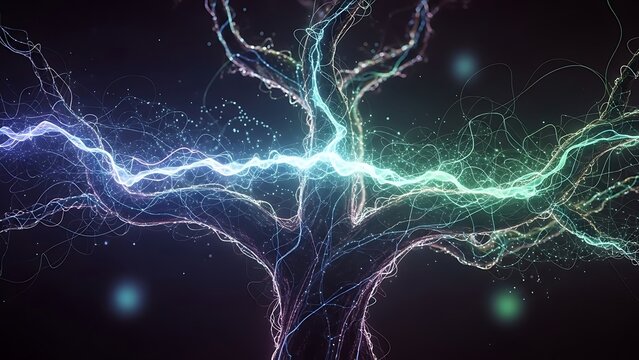 abstract electric lightning pattern showing dynamic energy flow
