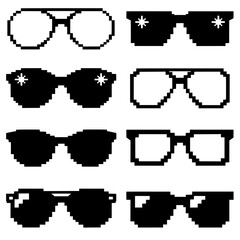 Obraz premium Nine Pixel-Silhouette Sunglasses in a Monochrome Grid