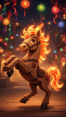 red fire horse 2026- chinese zodiac new year illustration	